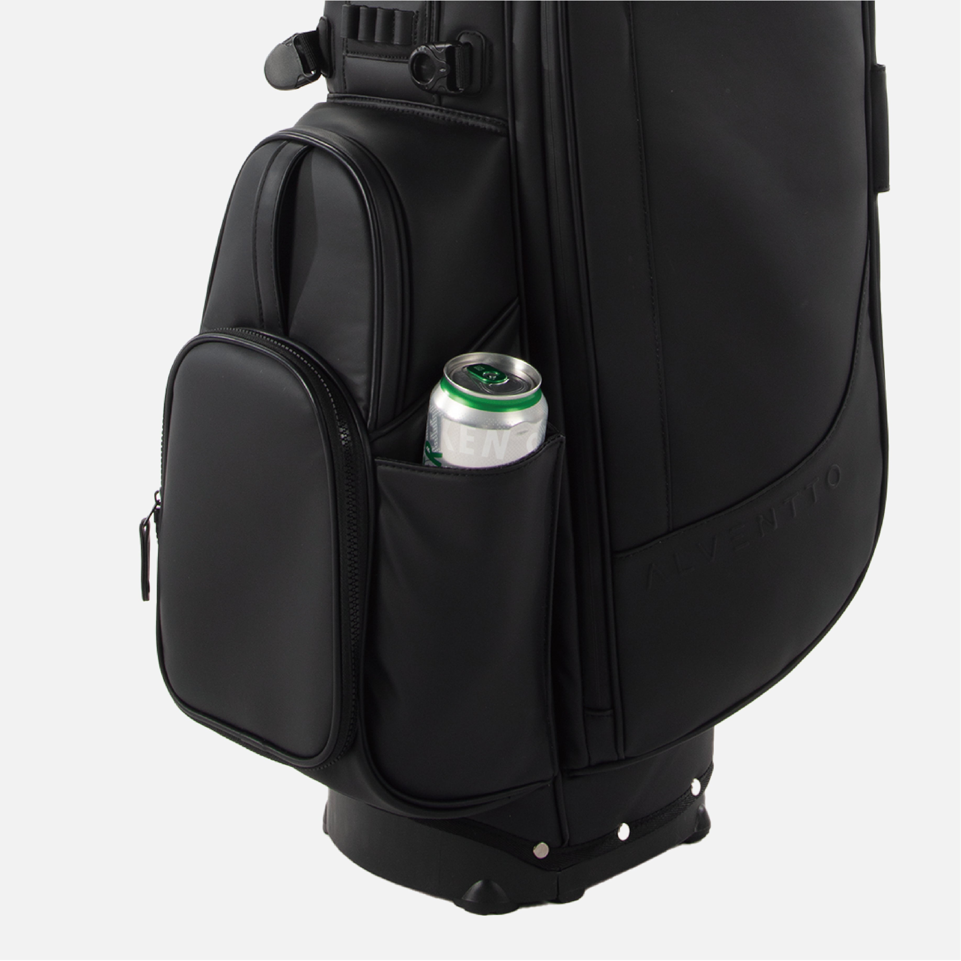 Discreet magnetic side pockets provide secure bottle storage with a streamlined profile.