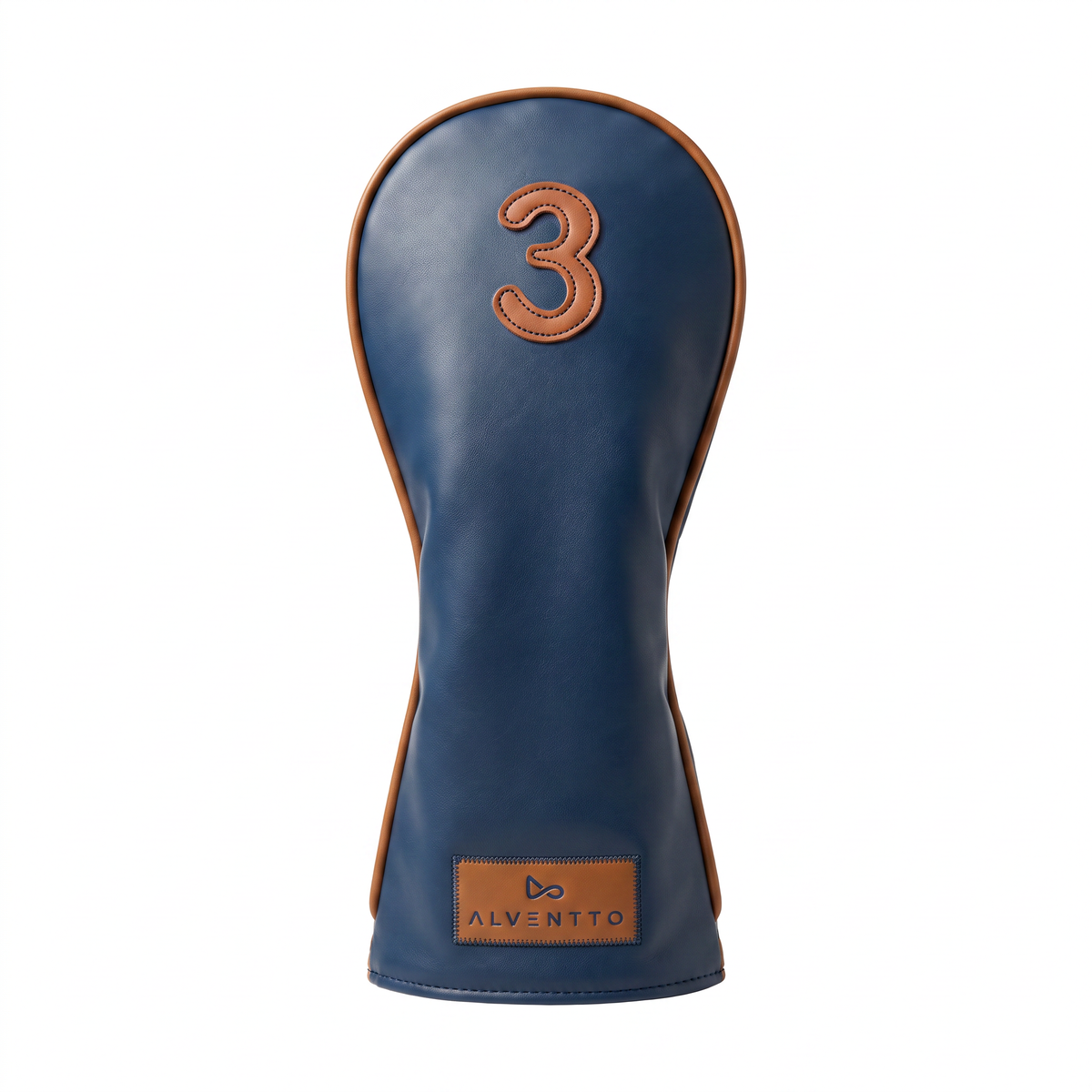Marrakech military blue golf club cover, crafted from full-grain leather and featuring a water-resistant design. ALVENTTO