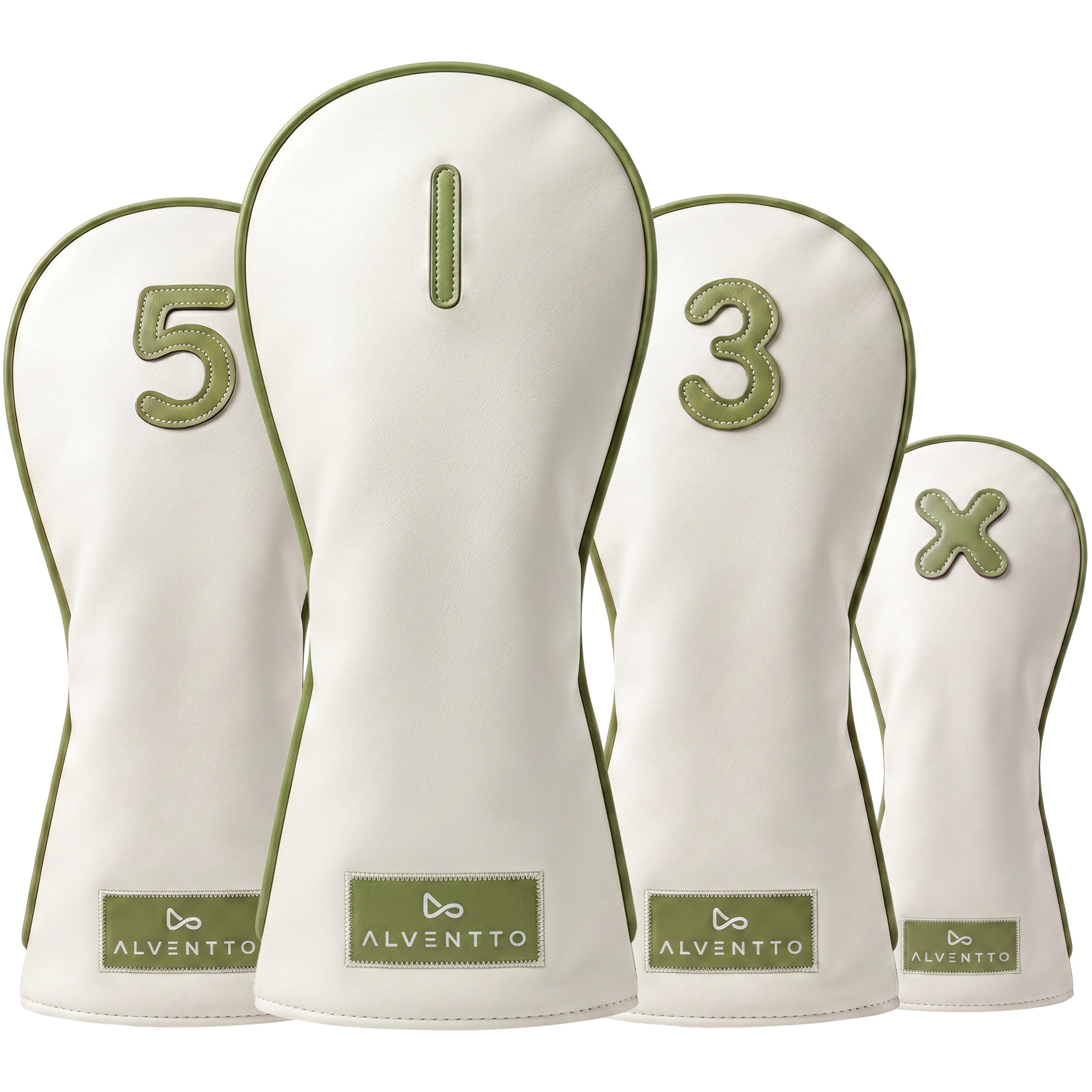White and green golf club cover, fully leather and waterproof-sage-headcover ALVENTTO