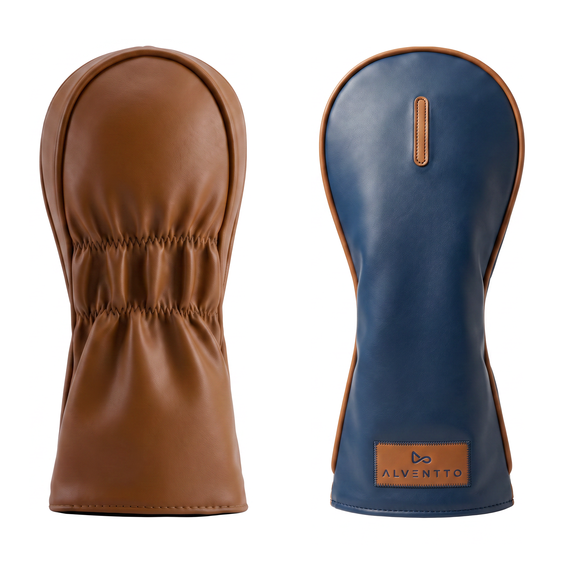 Marrakech military blue golf club cover, crafted from full-grain leather and featuring a water-resistant design. ALVENTTO