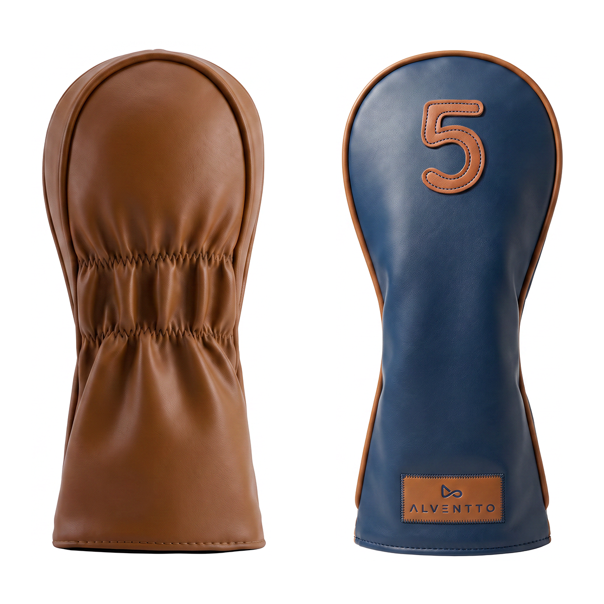 Marrakech military blue golf club cover, crafted from full-grain leather and featuring a water-resistant design. ALVENTTO