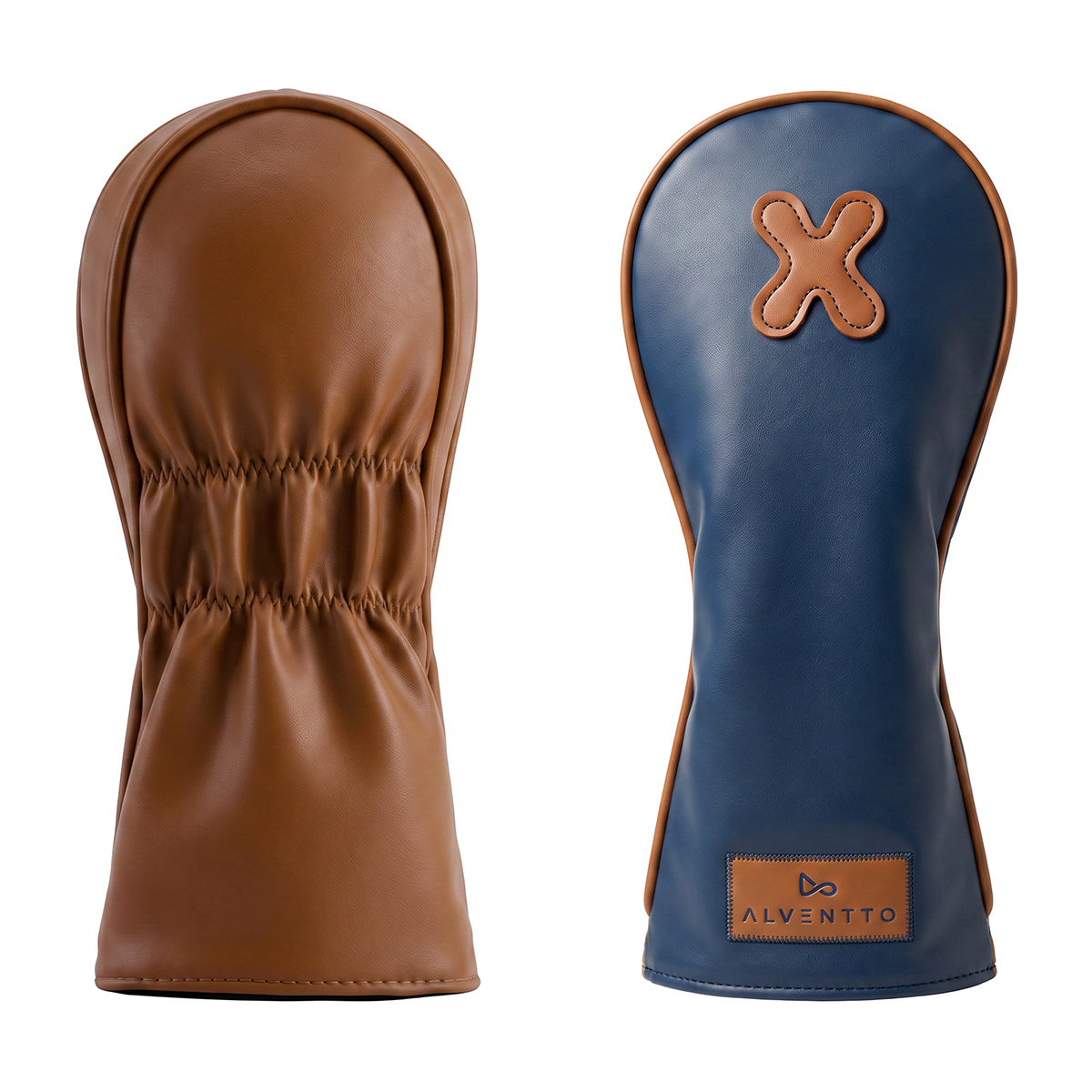 Marrakech military blue golf club cover, crafted from full-grain leather and featuring a water-resistant design. ALVENTTO