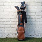 Marrakech military blue golf club cover, crafted from full-grain leather and featuring a water-resistant design. ALVENTTO