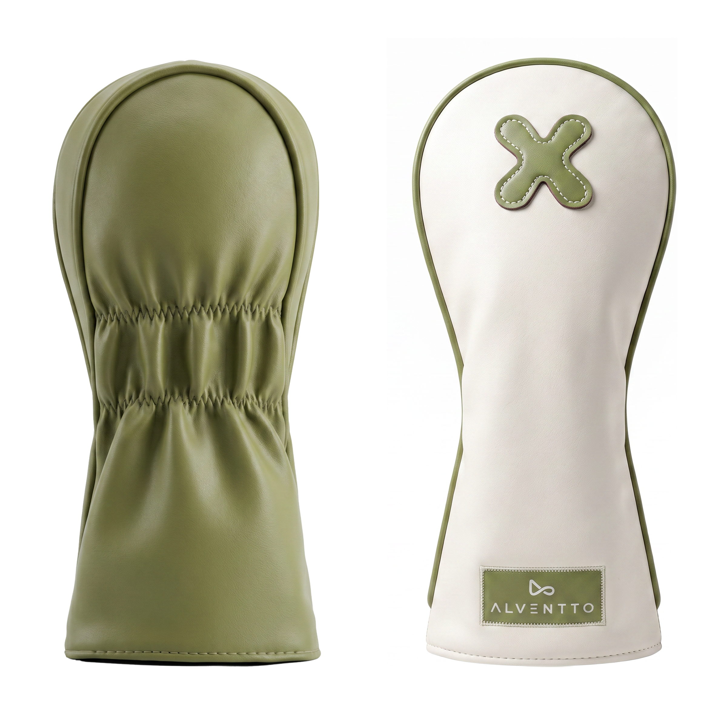 White and green golf club cover, fully leather and waterproof-sage-headcover ALVENTTO
